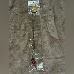 Pink Teardrop Flower Pendant Necklace on Silver Chain